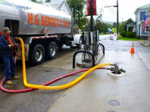 filling fuel tanks at gas station